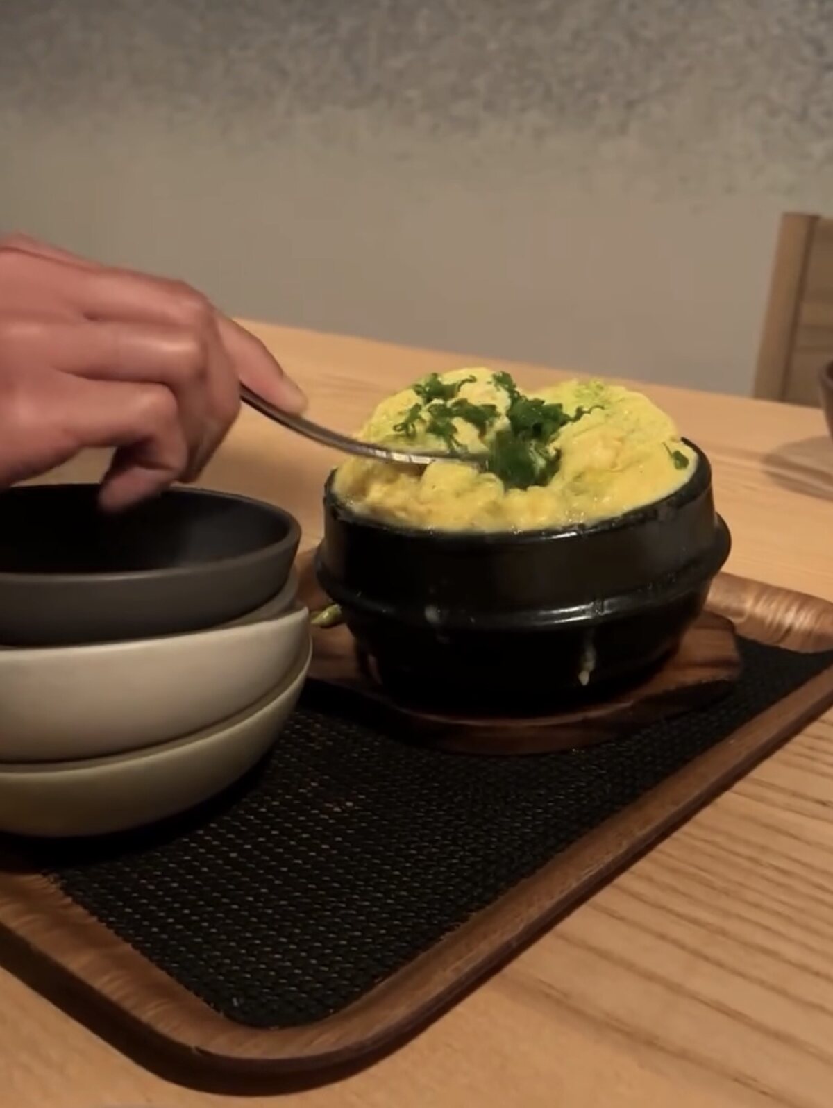 Egg soufflé at San Ho Won